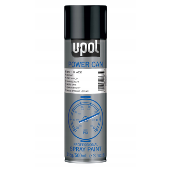 U-POL POWER CAN Lakier w spray 500ml CZARNY MAT