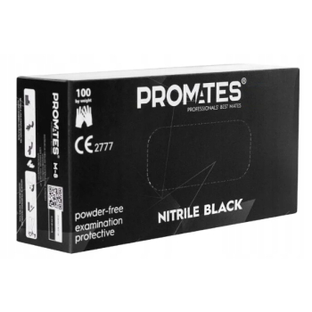 Rękawiczki ochronne nitrylowe PROMATES BLACK 100szt
